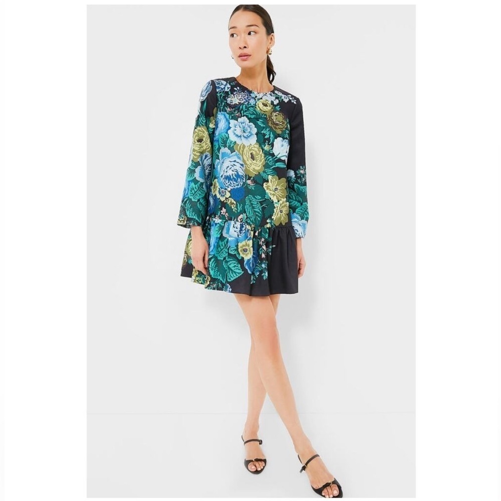 Tuckernuck Pierce Floral Mini Dress XXS NWT Black Blue Green Tiered Cotton - Picture 13 of 13